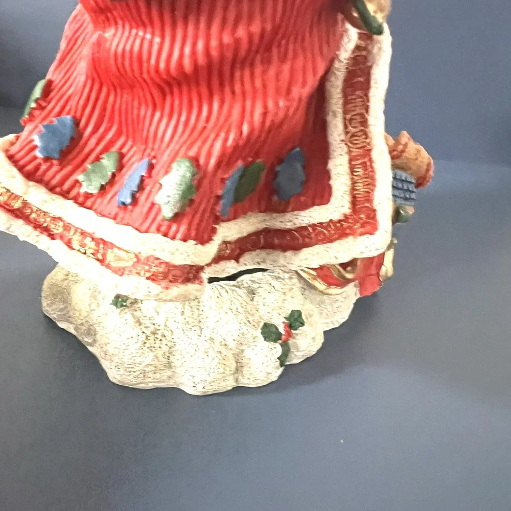 Santa Claus Christmas Resin Decor With Child And Toy Sack Hand Painted 10 Inches